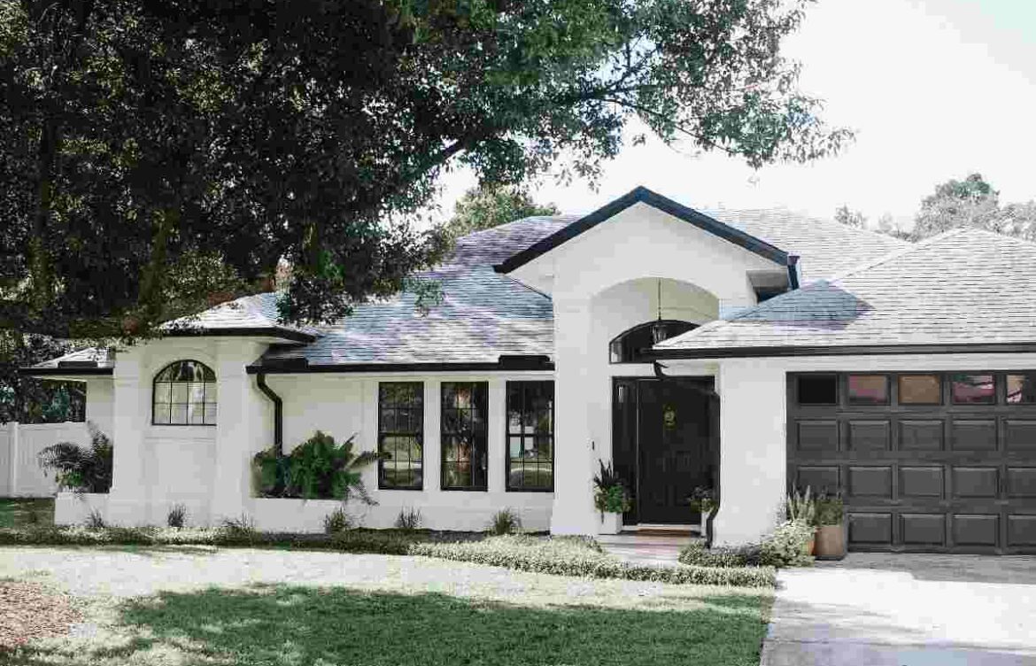 Single Story White House Black Trim
