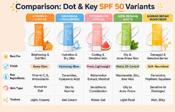 Comparison_ Dot & Key SPF 50 Variants
